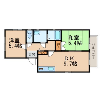 間取図 きのくに線・紀勢本線/和歌山市駅 徒歩15分 2階 築29年