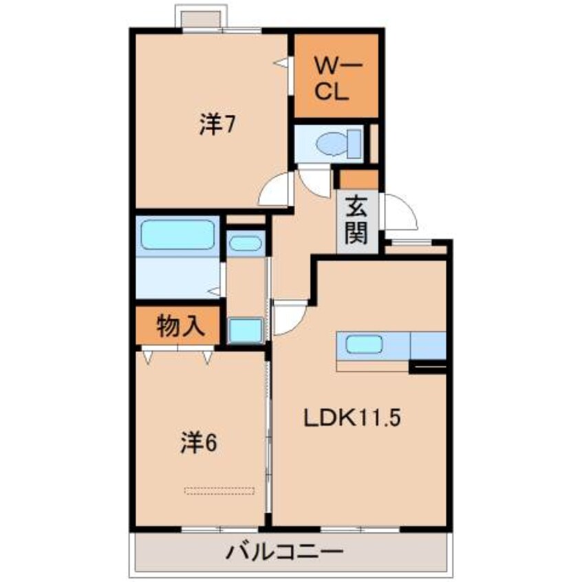 間取図 阪和線・羽衣線/紀伊中ノ島駅 徒歩23分 3階 築13年