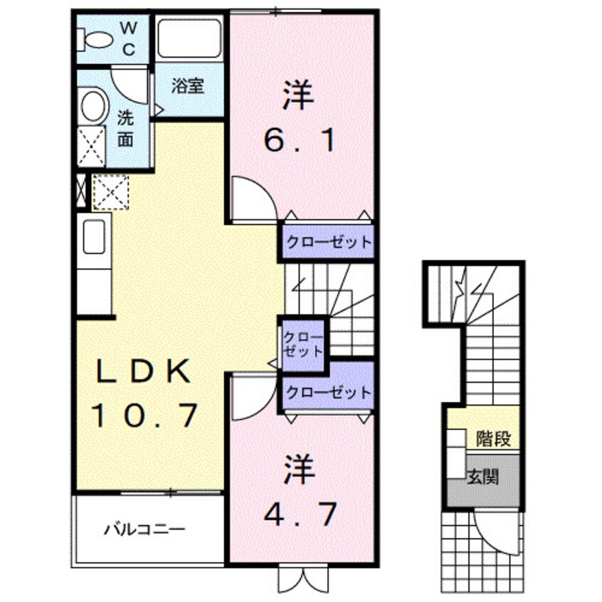 間取図 和歌山電鉄貴志川線/神前駅 徒歩7分 2階 築22年