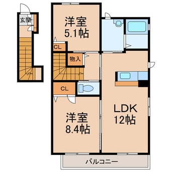間取図 きのくに線・紀勢本線/紀三井寺駅 徒歩25分 2階 築13年