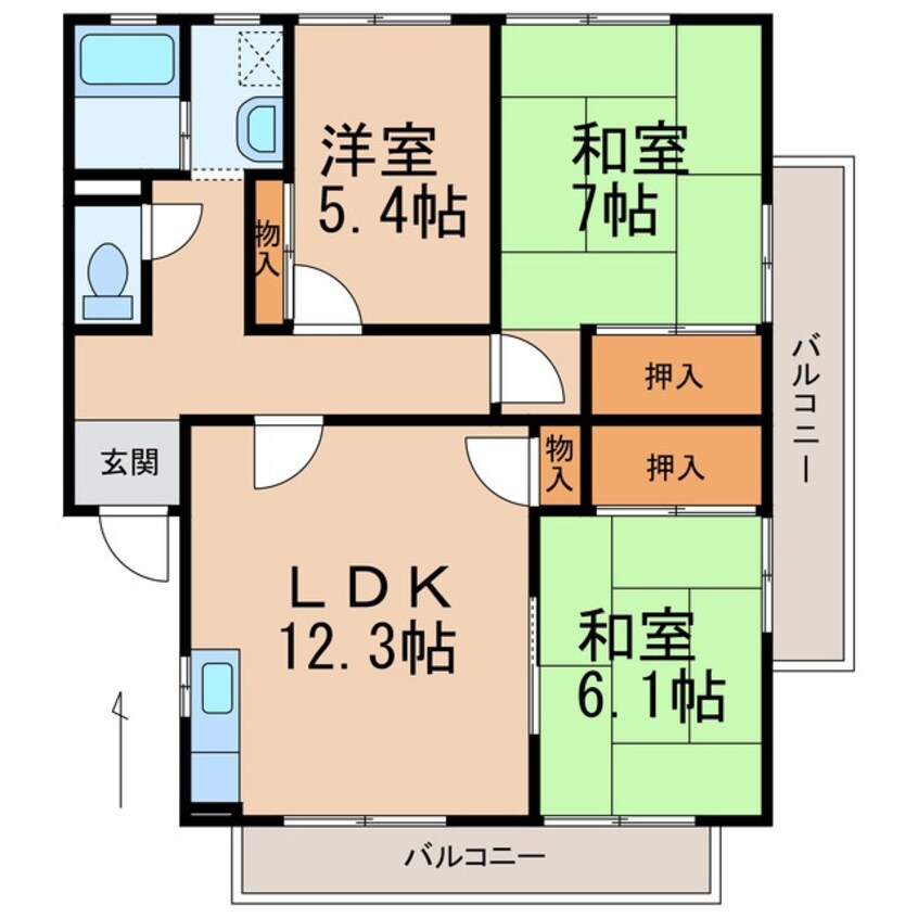 間取図 阪和線・羽衣線/紀伊駅 バス12分西安上下車:停歩8分 2階 築34年