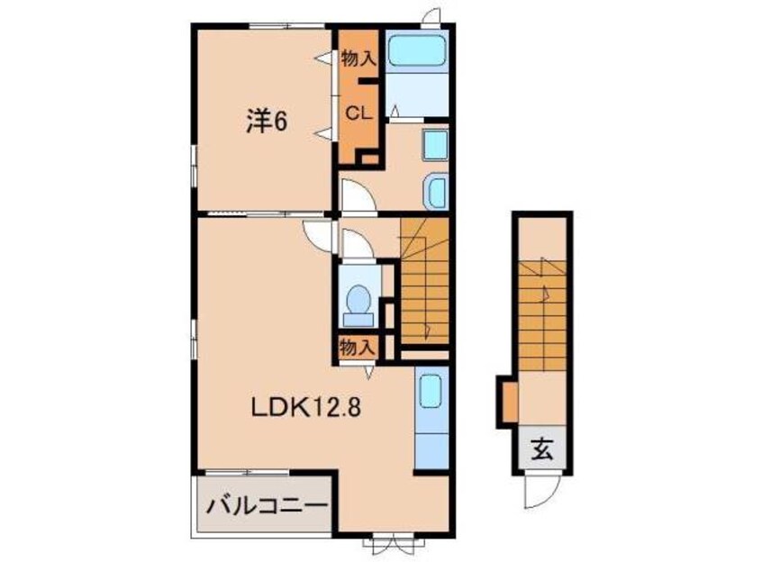 間取図 阪和線・羽衣線/六十谷駅 バス5分有功下車:停歩5分 2階 築4年