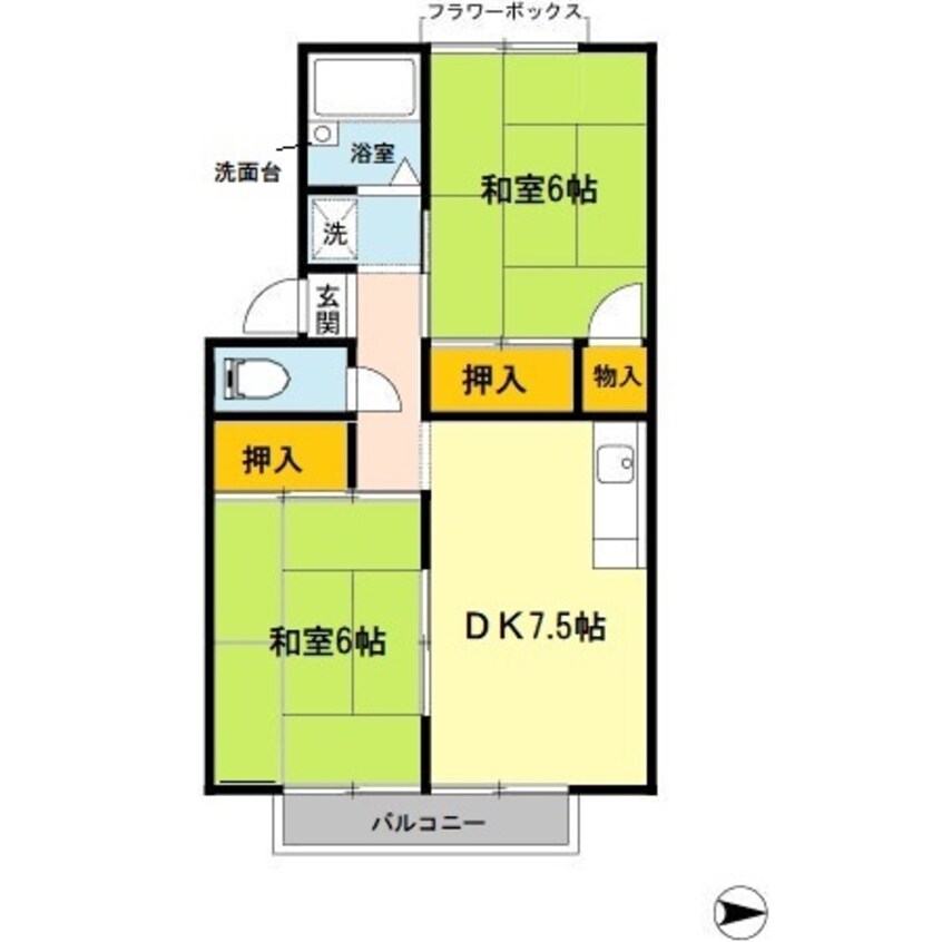 間取図 南海本線/紀ノ川駅 徒歩9分 2階 築38年