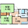 和歌山線/打田駅 徒歩6分 2階 築35年 2Kの間取り