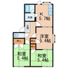 和歌山線/岩出駅 徒歩5分 2階 築37年 2LDKの間取り