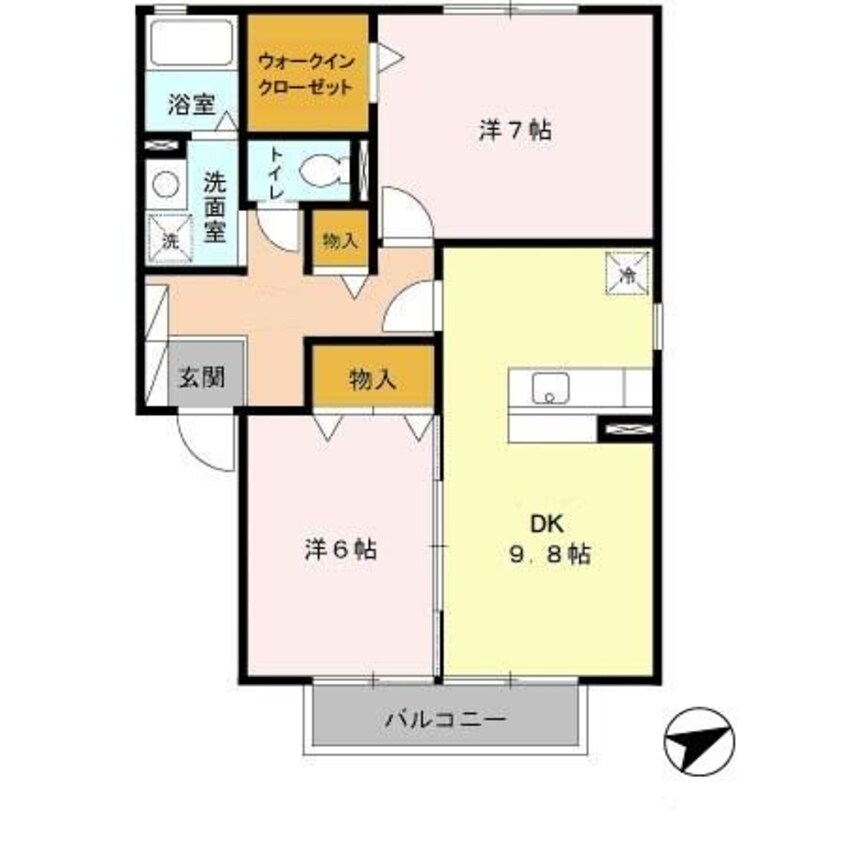 間取図 阪和線・羽衣線/六十谷駅 徒歩21分 2階 築23年