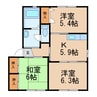 和歌山線/岩出駅 徒歩37分 2階 築23年 3Kの間取り