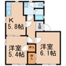 和歌山線/岩出駅 バス:10分:停歩8分 1階 築29年 2Kの間取り