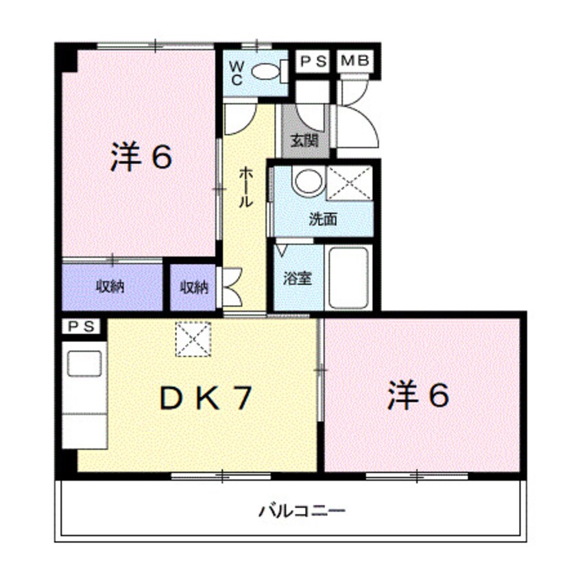 間取図 きのくに線・紀勢本線/宮前駅 徒歩3分 2階 築26年