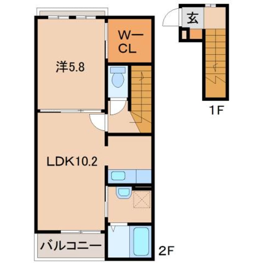 間取図 阪和線・羽衣線/紀伊中ノ島駅 徒歩19分 2階 築13年