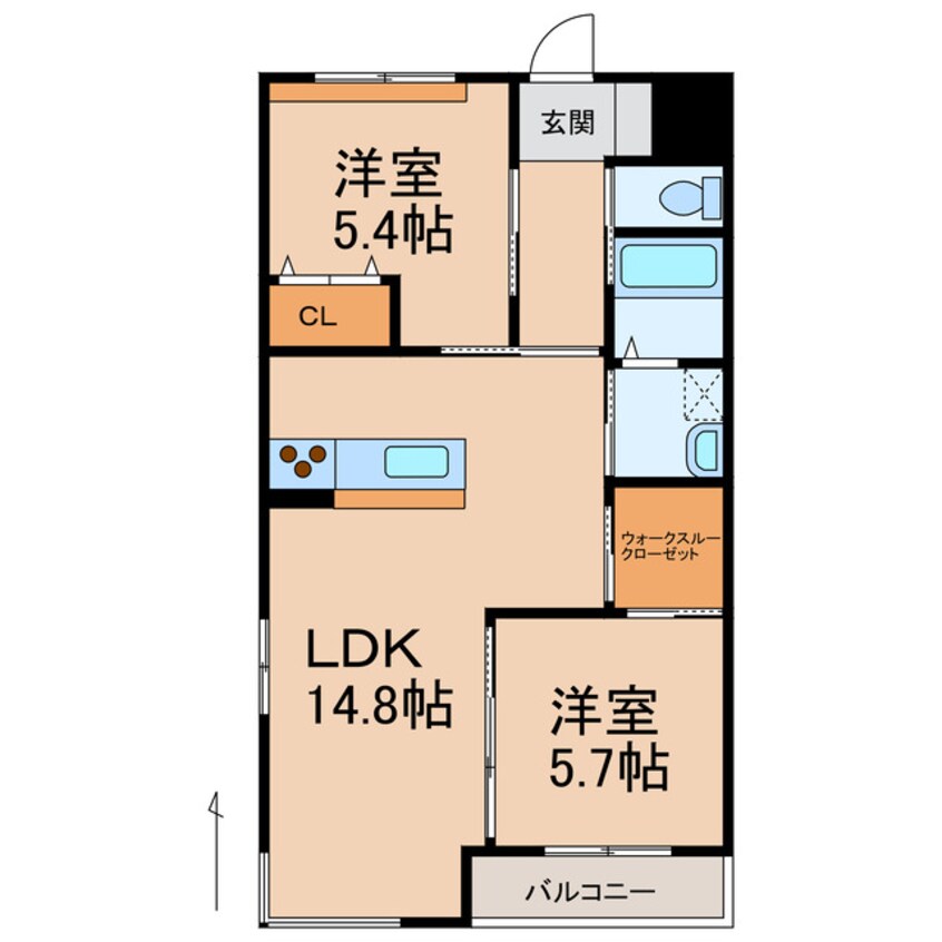 間取図 和歌山線/岩出駅 徒歩2分 3階 築8年