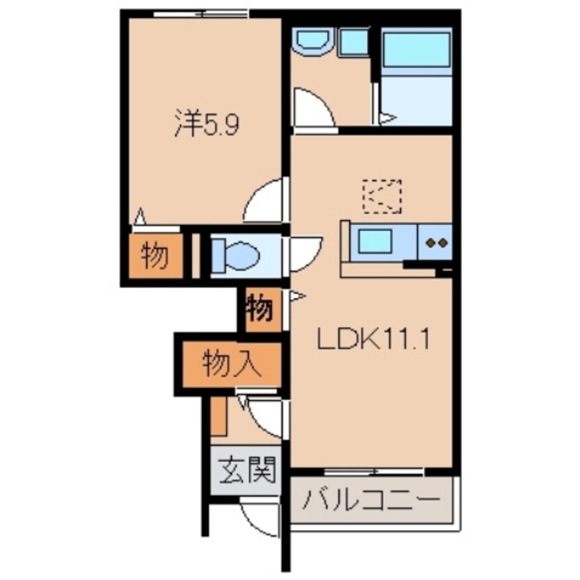 間取図 きのくに線・紀勢本線/黒江駅 バス18分浜の宮下車:停歩4分 1階 築7年