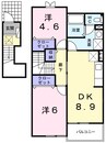 和歌山線/下井阪駅 徒歩4分 2階 築20年 2DKの間取り