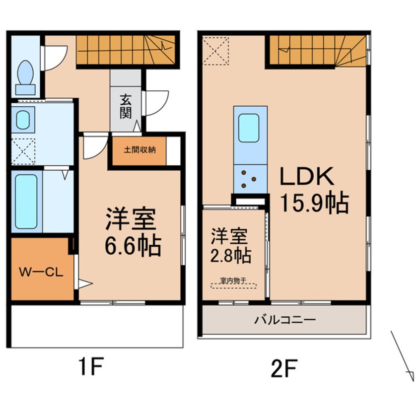 間取図 きのくに線・紀勢本線/紀三井寺駅 バス27分和歌浦東下車:停歩2分 1-2階 1年未満