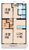 ハピネス紀和 2LDKの間取り