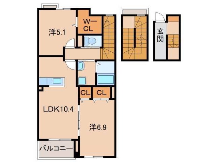 間取図 きのくに線・紀勢本線/宮前駅 徒歩4分 3階 築6年