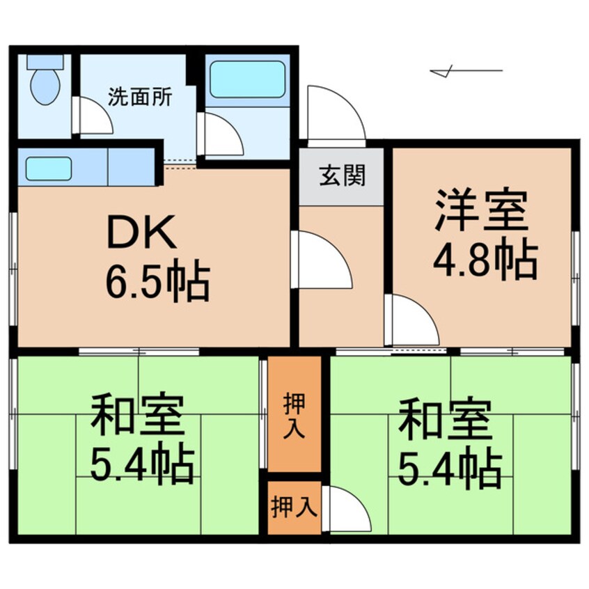 間取図 和歌山線/打田駅 徒歩6分 1階 築34年