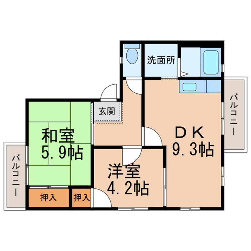 間取図 南海加太線/西ノ庄駅 徒歩13分 2階 築31年