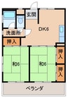 ＡＲＥＡ伏虎 2DKの間取り