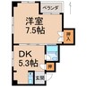 レインボー２１ 1DKの間取り