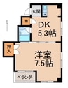 レインボー２１ 1DKの間取り