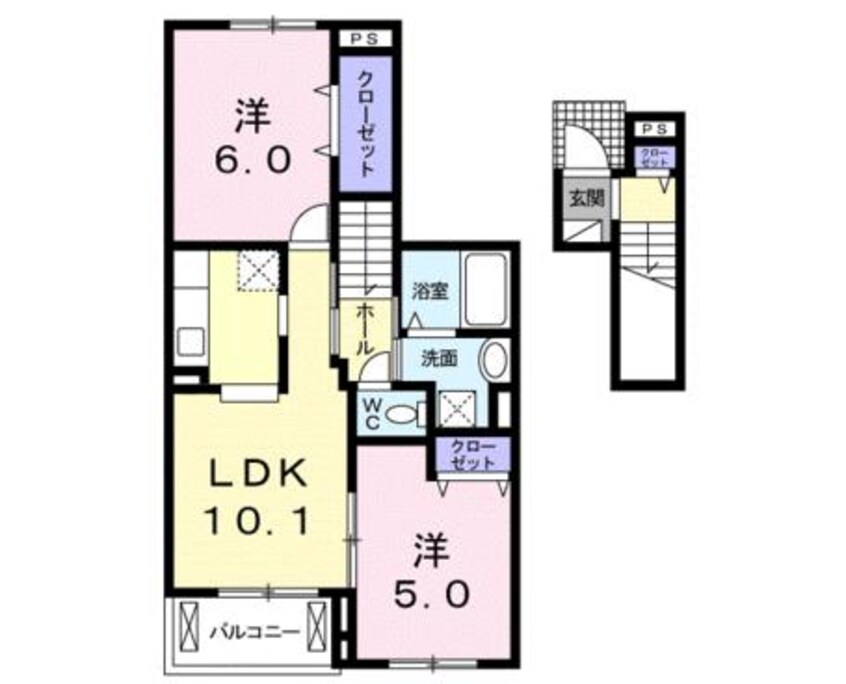 間取図 南海加太線/東松江駅 徒歩10分 2階 築4年