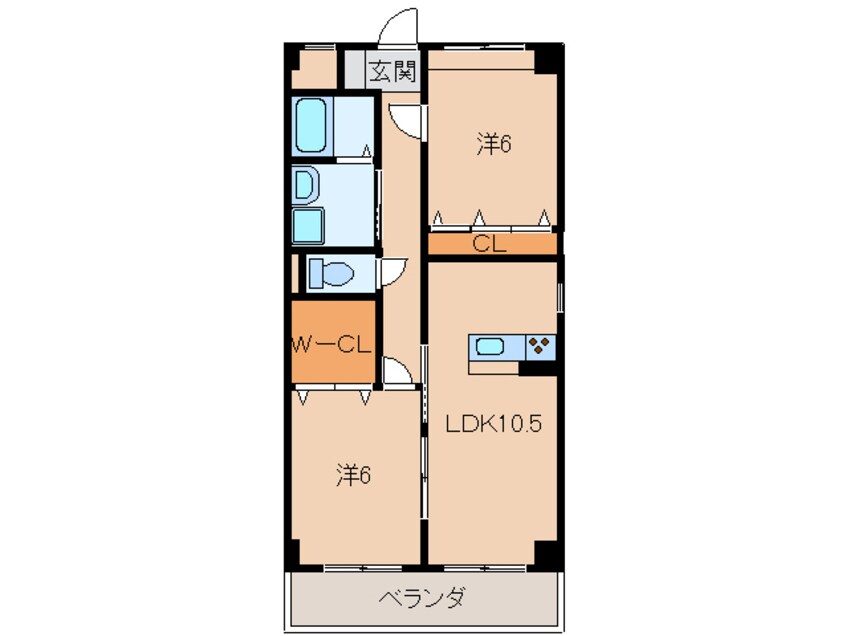 間取図 きのくに線・紀勢本線/宮前駅 徒歩18分 2階 築22年
