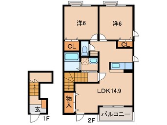 間取図 和歌山線/打田駅 バス5分東三谷下車:停歩6分 2階 築13年