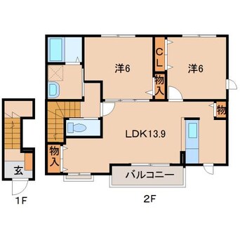 間取図 阪和線・羽衣線/紀伊中ノ島駅 徒歩21分 2階 築13年