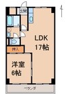第２ルネみなと 1LDKの間取り