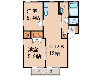 間取図 和歌山線/岩出駅 徒歩5分 2階 築26年