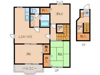 間取図 和歌山線/岩出駅 徒歩29分 2階 築21年