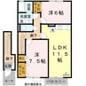 和歌山線/田井ノ瀬駅 徒歩18分 2階 築18年 2LDKの間取り