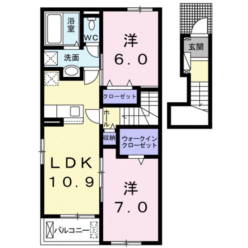 間取図 和歌山線/名手駅 徒歩9分 2階 築2年