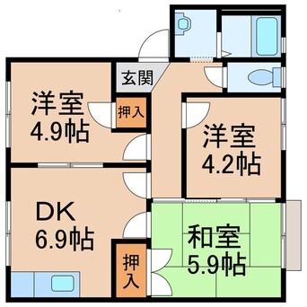 間取図 南海加太線/西ノ庄駅 徒歩13分 1階 築33年