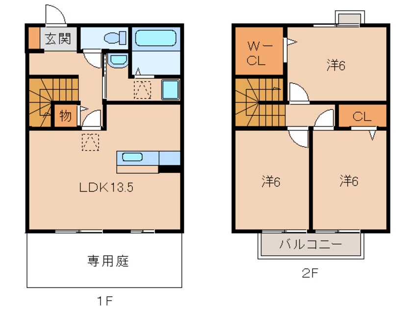 間取図 きのくに線・紀勢本線/紀三井寺駅 徒歩7分 1-2階 築14年