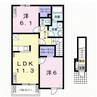 和歌山線/布施屋駅 徒歩15分 2階 築11年 2LDKの間取り