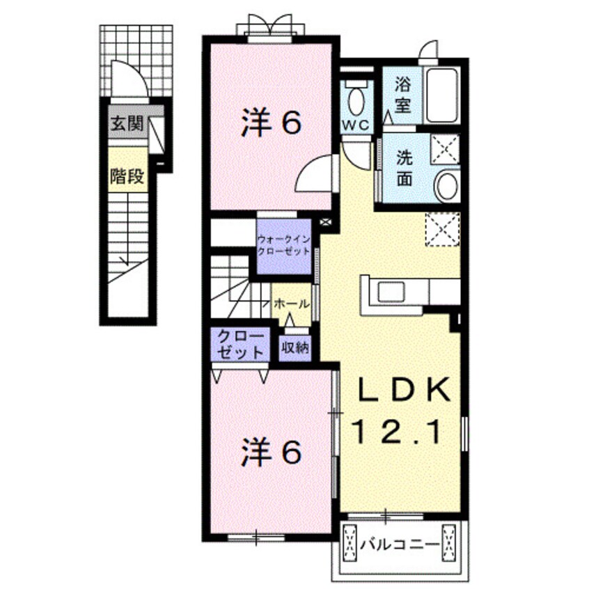 間取図 阪和線・羽衣線/六十谷駅 徒歩12分 2階 築9年