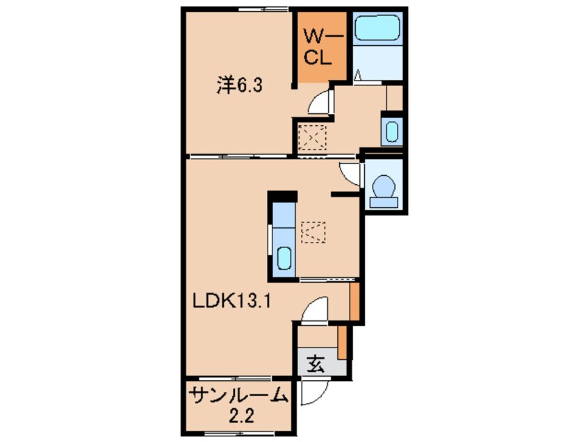 間取図 阪和線・羽衣線/紀伊駅 徒歩46分 1階 築8年