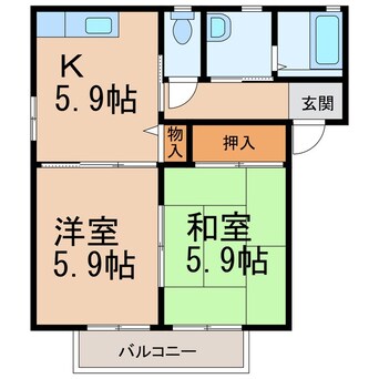 間取図 南海本線/和歌山市駅 バス20分高松下車:停歩5分 2階 築24年