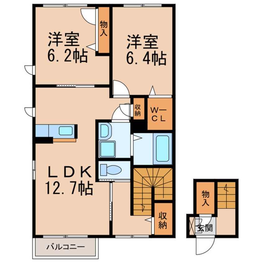 間取図 きのくに線・紀勢本線/和歌山市駅 徒歩20分 2階 築10年