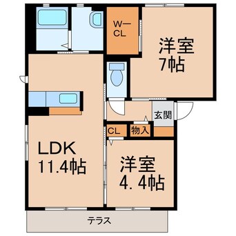 間取図 阪和線・羽衣線/紀伊駅 バス13分根来西下車:停歩10分 1階 築13年