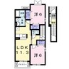 和歌山線/打田駅 徒歩15分 2階 築17年 2LDKの間取り