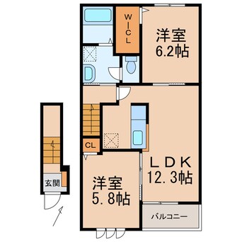 間取図 和歌山線/下井阪駅 徒歩8分 2階 築6年