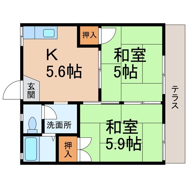 間取り図 南海加太線/磯ノ浦駅 徒歩5分 1階 築38年