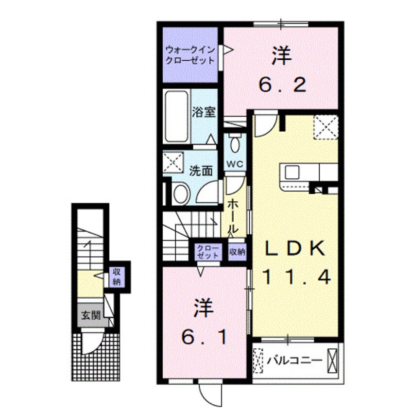 間取図 和歌山線/下兵庫駅 徒歩6分 2階 築1年