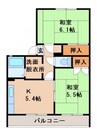 南海本線/和歌山市駅 バス:25分:停歩7分 2階 築38年 2Kの間取り