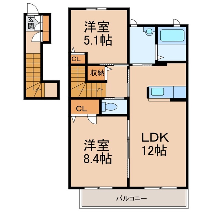 間取図 南海本線/和歌山市駅 バス30分和歌浦中央病院前下車:停歩3分 2階 築12年