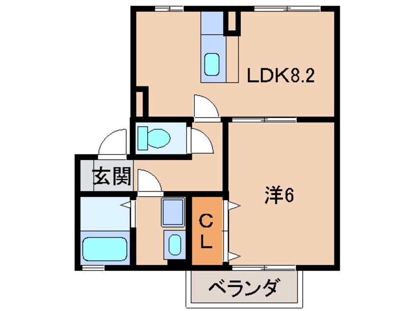 間取図 阪和線・羽衣線/和歌山駅 バス25分競技場前下車:停歩10分 2階 築20年