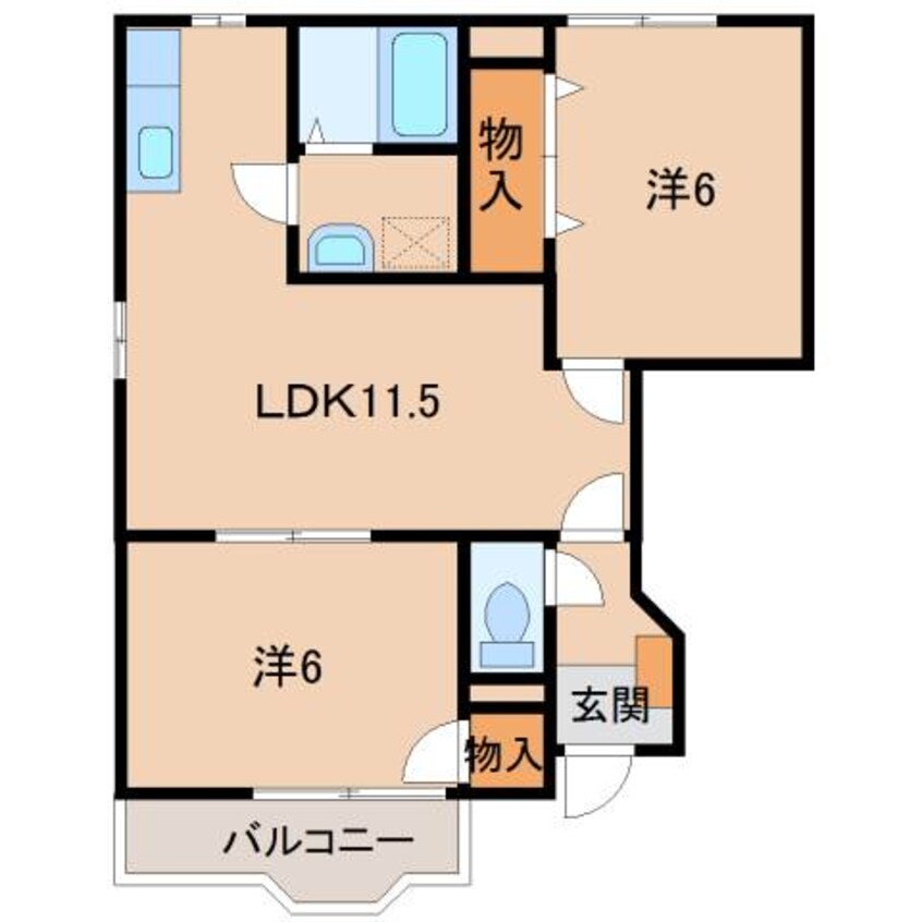 間取図 阪和線・羽衣線/紀伊中ノ島駅 徒歩15分 1階 築23年